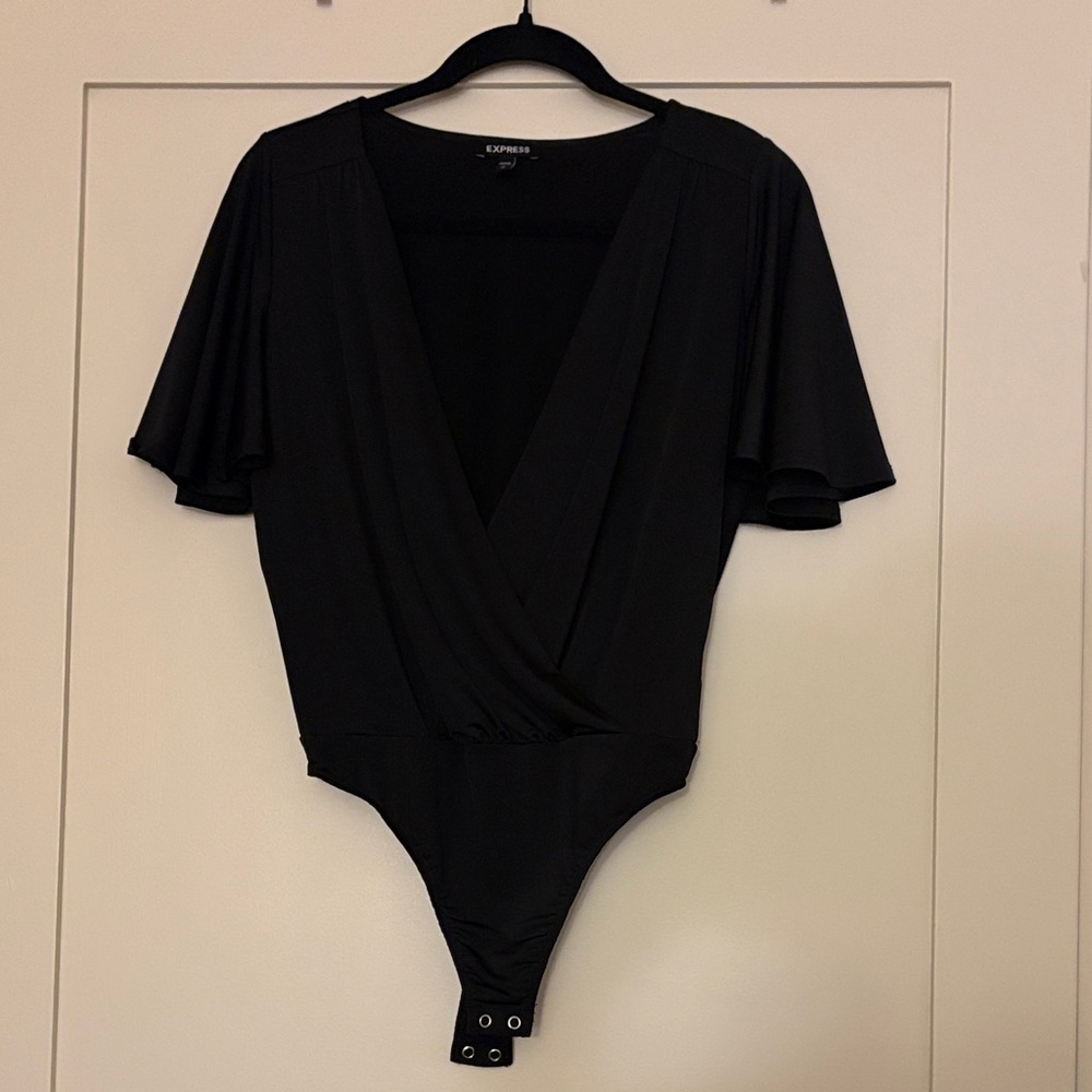 Express Black Surplice Bodysuit
